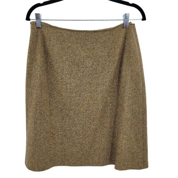 Tahari Skirt 100% Wool Tweed Aline Academia Grunge Golden Multicolor Fleck 12P - Picture 3 of 13
